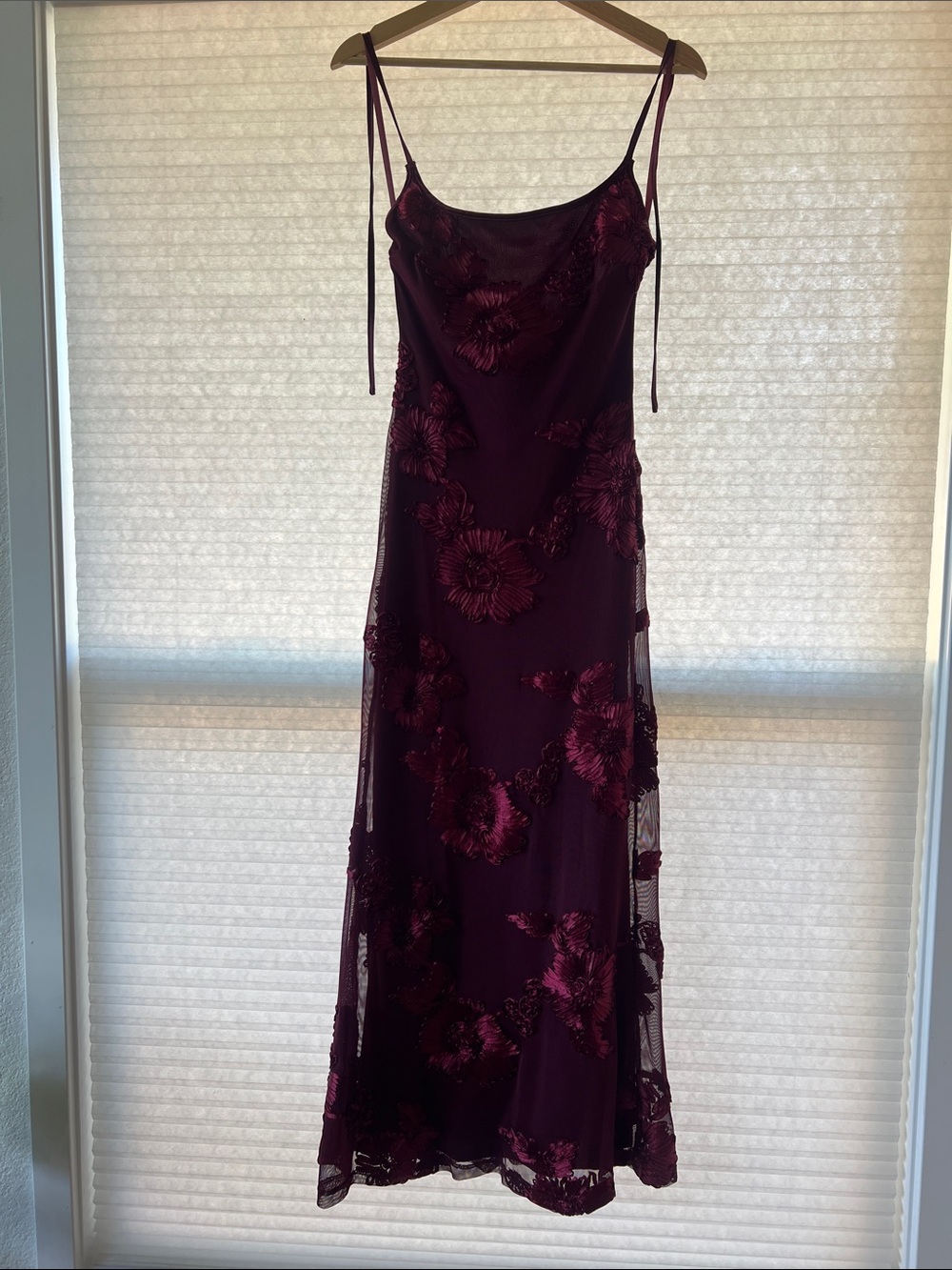 Kaela Tied Shoulder Maxi Dress Embellished Wine